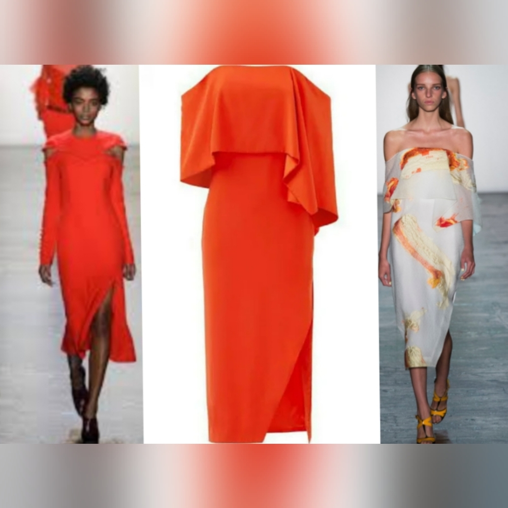 $2,200 NEW PRABAL GURUNG CASCADE VERMILLIO ORANGE SILK RUNWAY DRESS GOWN US 4